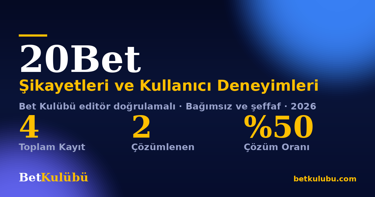 20Bet şikayet sayfası kart görseli