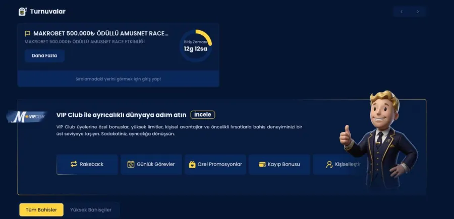 Makrobet promosyon ve bonus kampanyaları ekran görüntüsü