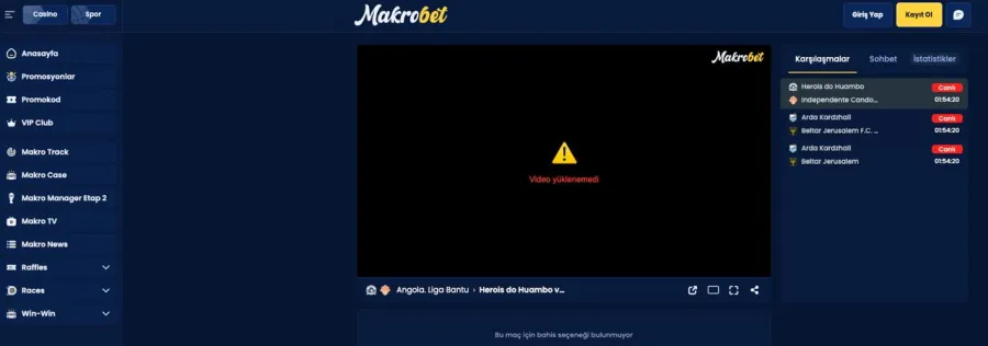 Makrobet promosyon ve bonus kampanyaları ekran görüntüsü