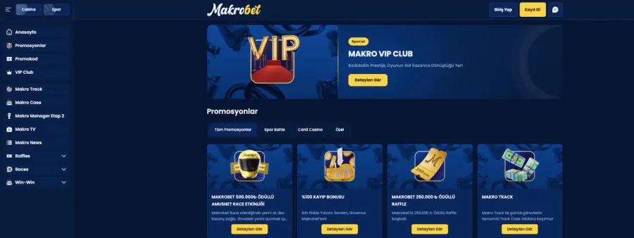 Makrobet promosyon ve bonus kampanyaları ekran görüntüsü